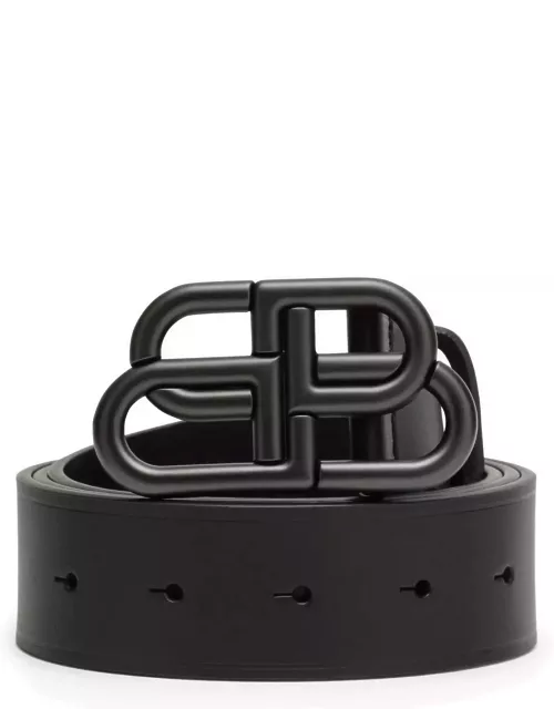 Balenciaga Black Leather Bb Belt