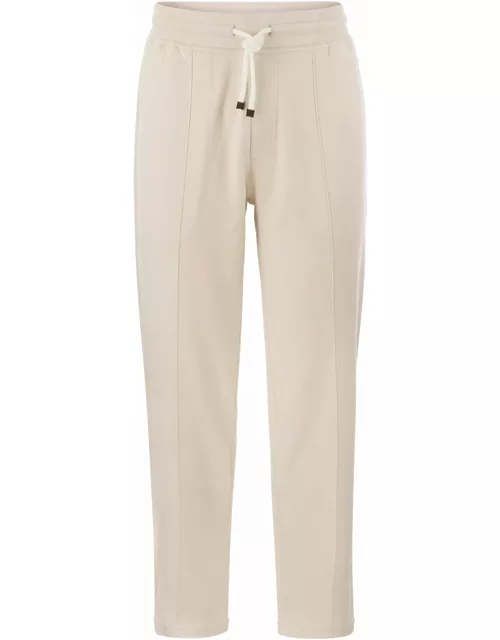 Brunello Cucinelli Techno Cotton Fleece Trousers With Crête