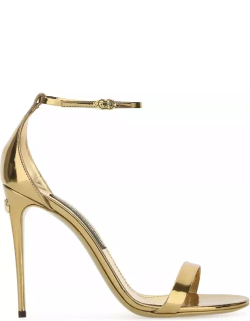 Dolce & Gabbana Gold Leather Keira Sandal