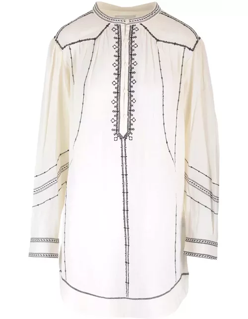 Marant Étoile Embroidered Long-sleeved Dres