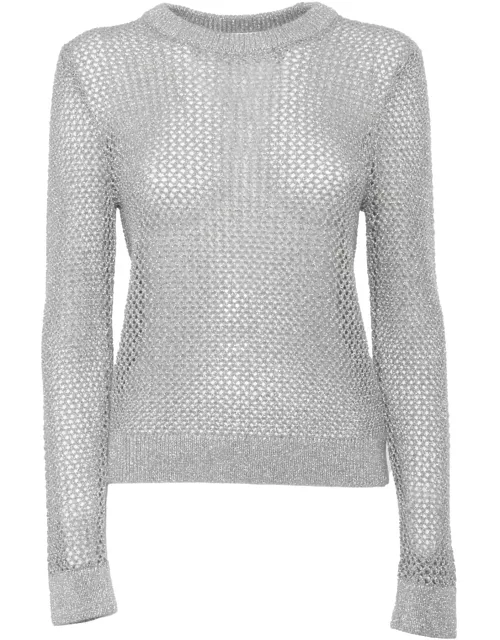 Michael Kors Long-sleeved Silver Mesh Shirt