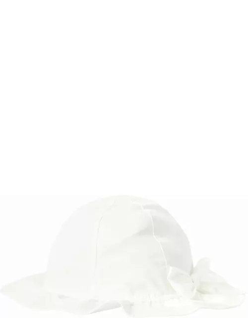 Il Gufo White Stretch Poplin Hat With Bow