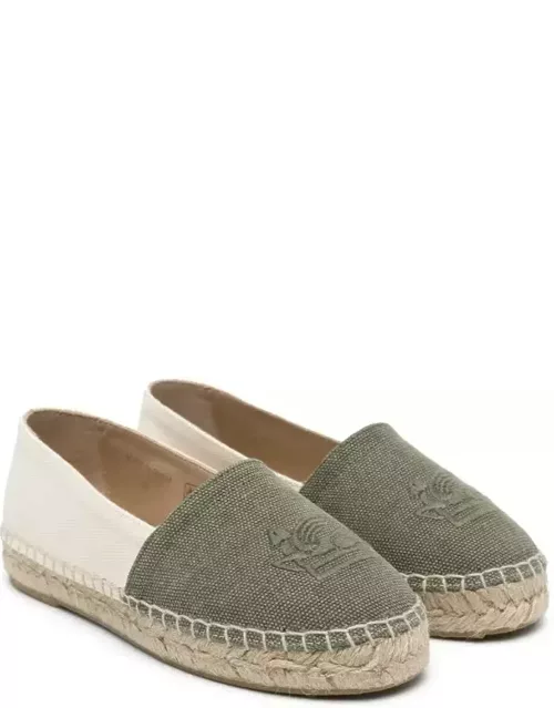 Etro Green And Beige Espadrilles With Logo