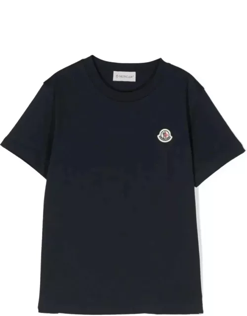 Moncler Blue T-shirt With Logo Patch