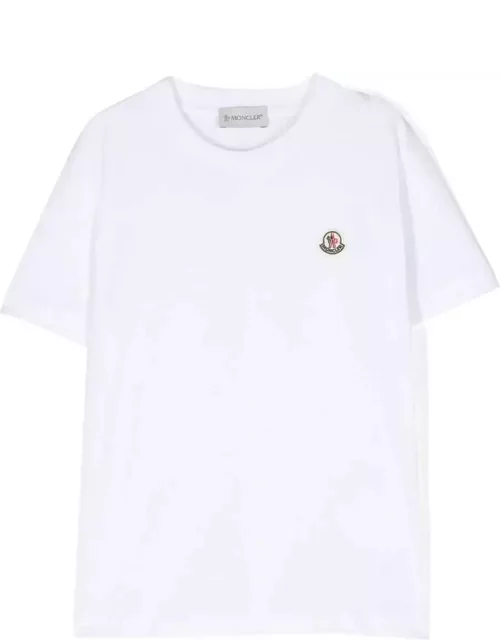 Moncler White T-shirt With Logo Patch