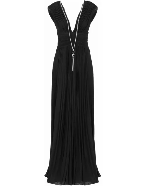 Elisabetta Franchi Red Carpet Lurex Jersey Dress With Necklace