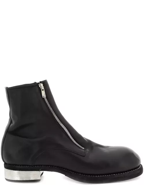 GUIDI leather double-zip ankle boot