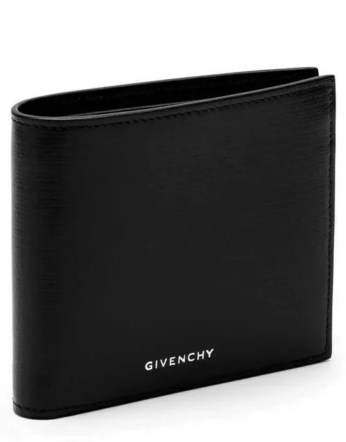 Black leather wallet with logo