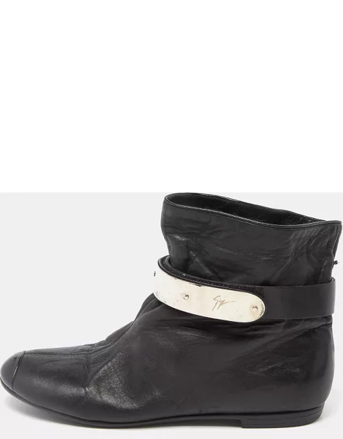 Giuseppe Zanotti Black Leather Ankle Length Boot
