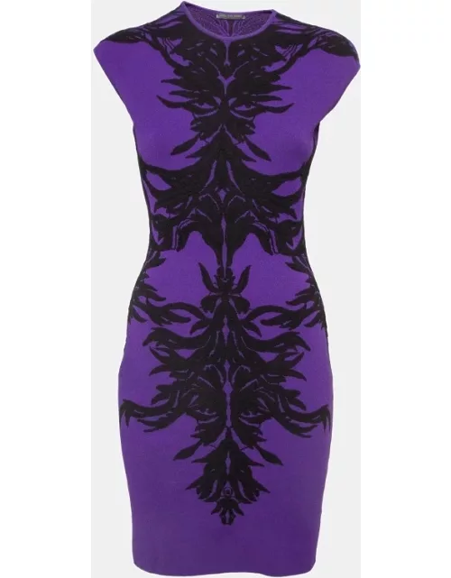 Alexander McQueen Purple Jacquard Knit Dress