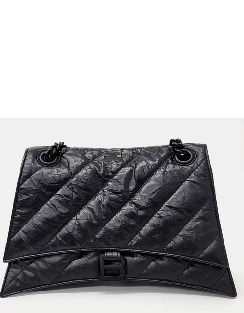 Balenciaga Black LeatherMedium Crush Chain Shoulder Bag