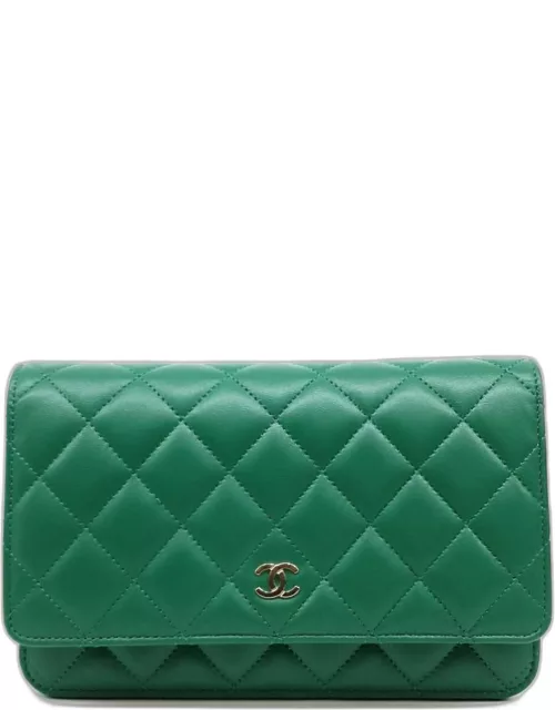 Chanel Green Lamskin WOC Mini Crossbody Bag