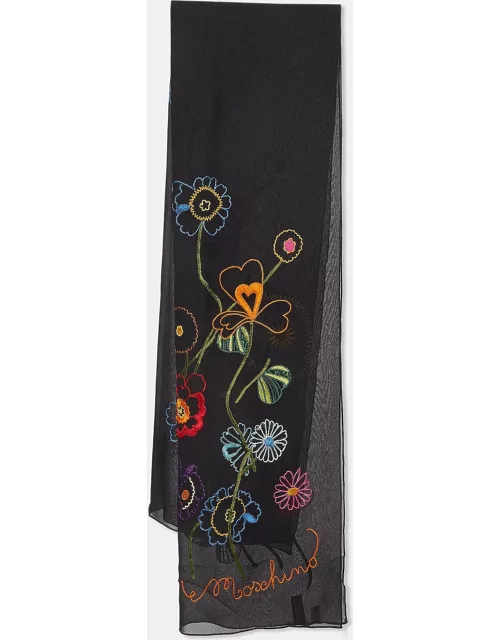 Moschino Larioseta Floral Embroidery Silk Scarf