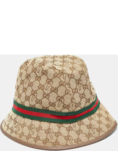 Palace x Gucci Brown GG Web Detail Canvas Fedora Hat