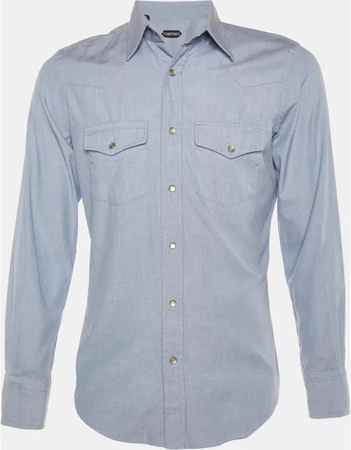 Tom Ford Blue Cotton Button Front Shirt