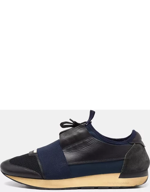 Balenciaga Blue Leather and Mesh Race Runner Sneaker