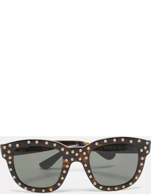 Saint Laurent Brown SL100 Lou Studded Square Sunglasse