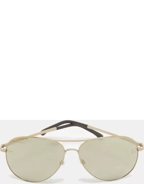 Chanel Gold Mirrored 4189TQ Aviator Sunglasse