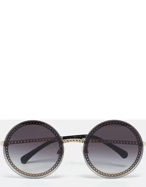 Chanel Black/Gold Gradient 4245 Chain Round Sunglasse