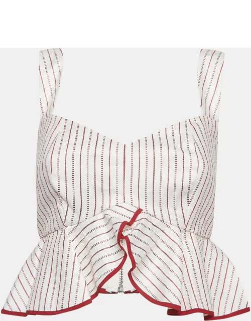 Alexis White/Red Striped Linen Blend Iman Crop Top