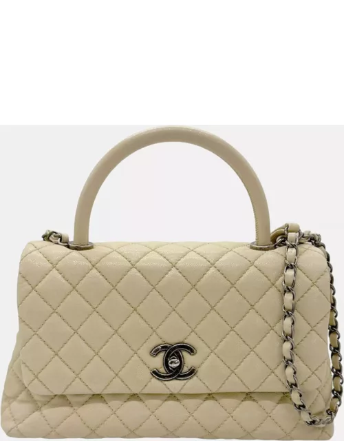 Chanel Beige Leather XS Coco Handle Top Handle Bag
