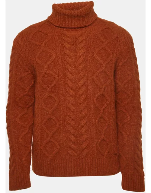 Dsquared2 Brown Cable Knit Turtle Neck Sweater