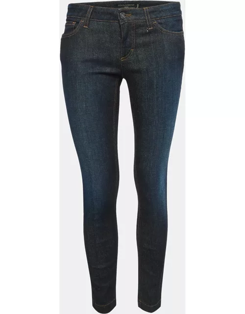 Dolce & Gabbana Pretty Navy Washed Denim Skinny Jeans S Waist 28"
