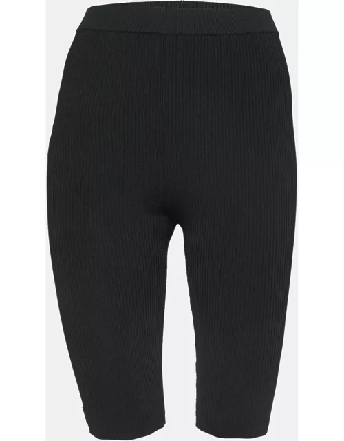 Saint Laurent Black Ribbed Stretch-Knit Shorts