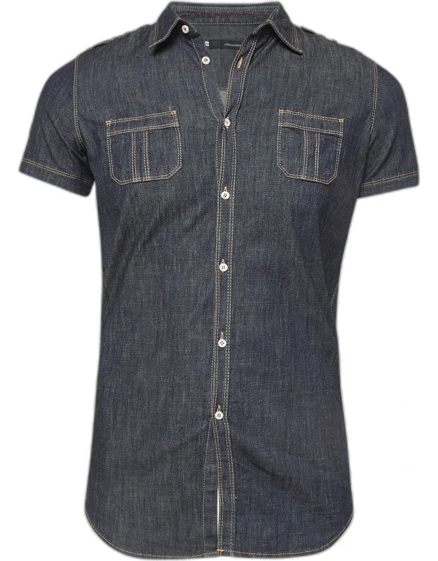 Dsquared2 Navy Blue Denim Short Sleeve Shirt