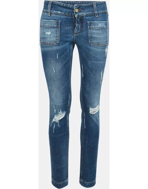 Dolce & Gabbana Blue Washed Denim Distressed Jeans S Waist 28"