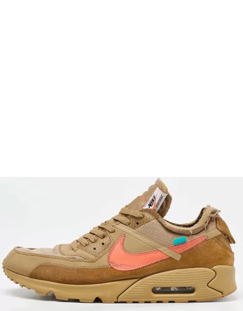 Off-White x Nike Beige Fabric and Suede Air Max 90 Desert Ore Sneaker