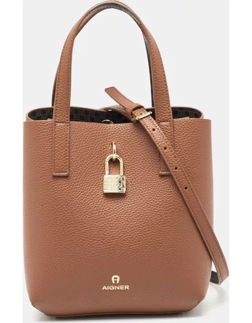 Aigner Brown Leather Leonie Bucket Bag