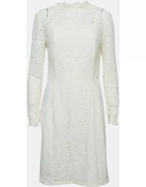 Temperly London Off-white Floral Lace Cut-out Short Dress