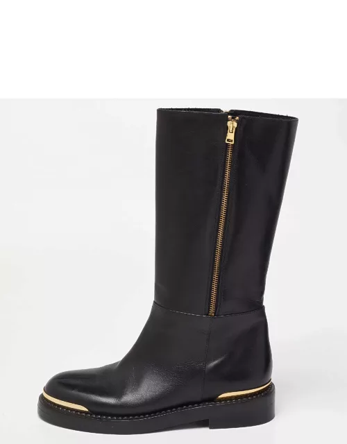 Marni Black Leather Calf Length Boot