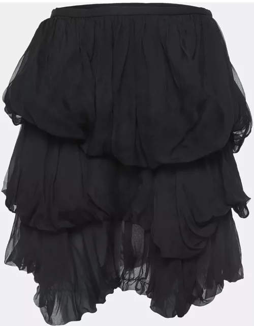 Stella McCartney Black Silk Tiered Mini Skirt