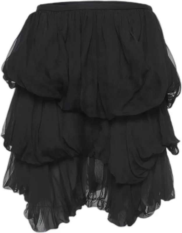 Stella McCartney Black Silk Tiered Mini Skirt