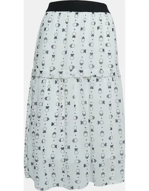 See by Chloe White Printed Chiffon Tiered Midi Skirt