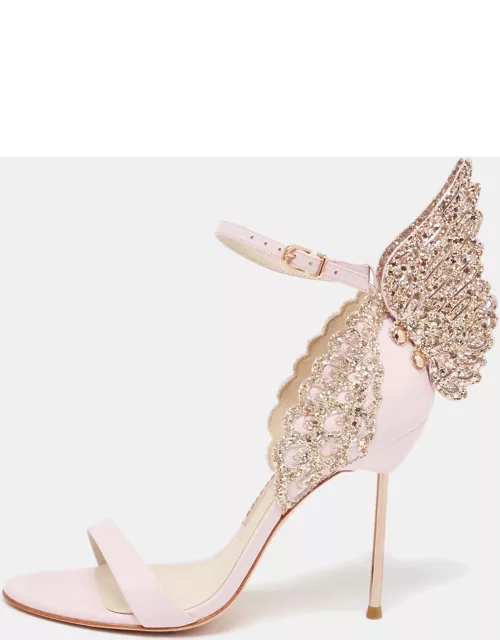 Sophia Webster Pink Leather and Glitter Evangeline Ankle Strap Sandal