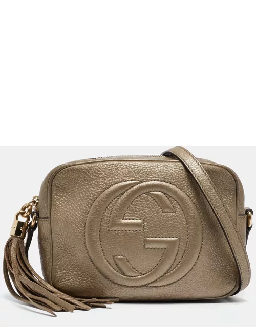 Gucci Gold Grained Leather Small Soho Disco Crossbody Bag