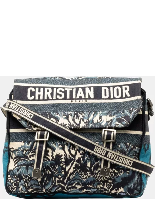 Dior Blue Large Embroidered Palm Tree Diorcamp Messenger Bag