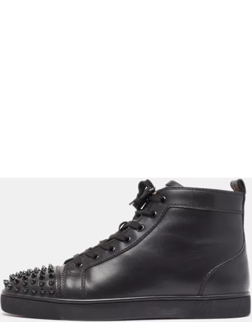 Christian Louboutin Black Leather Lou Spikes High Top Sneaker