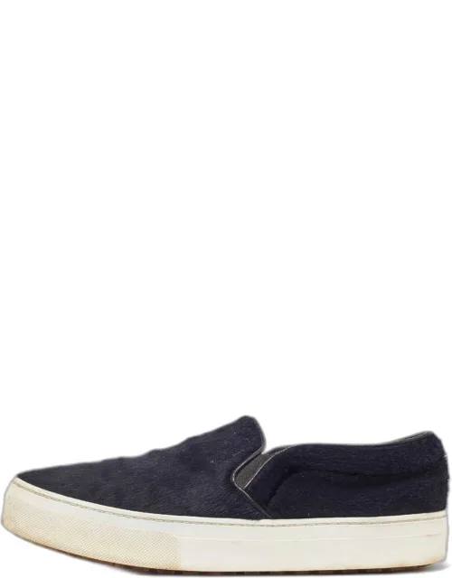 Celine Navy Blue Calf Hair Slip On Sneaker