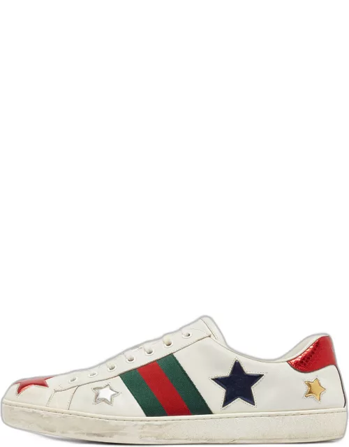 Gucci White Leather Star Ace Low Top Sneaker