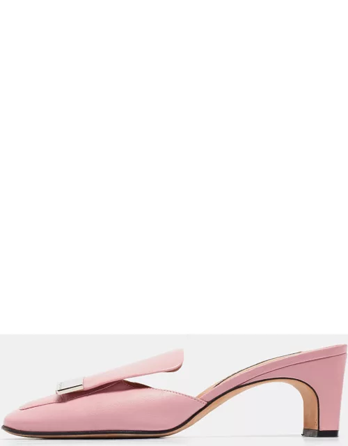 Sergio Rossi Pink Leather Slide Sandal
