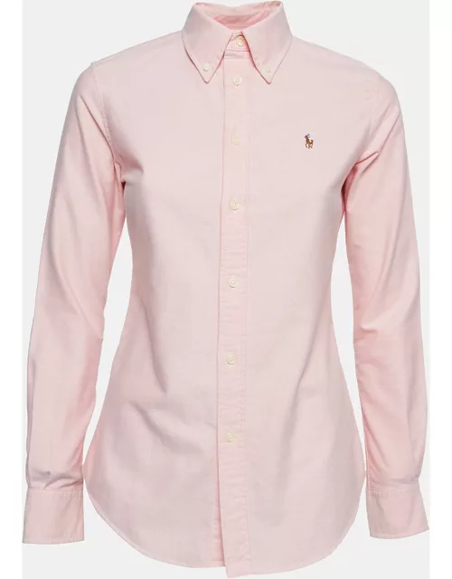 Ralph Lauren Pink Logo Embroidered Cotton Button Down Shirt