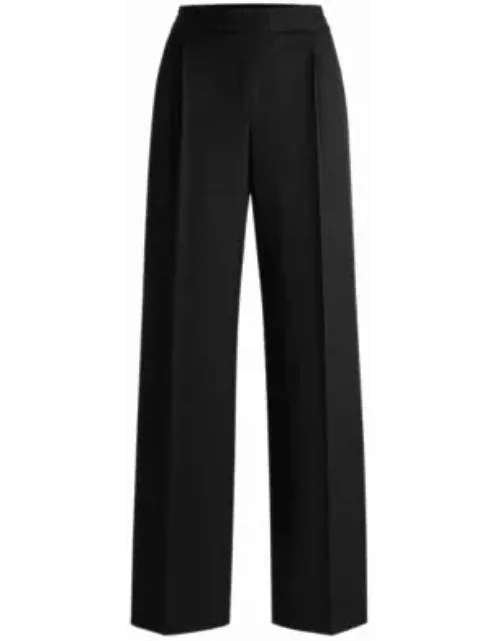Relaxed-fit all-gender trousers with elasticated waistband- Black Women's Formal Pant