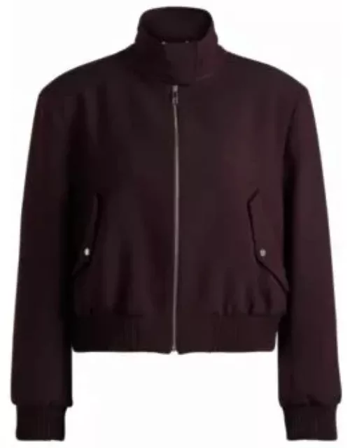 Relaxed-fit zip-up jacket in melange twill- Patterned Women's Cropped Jacket
