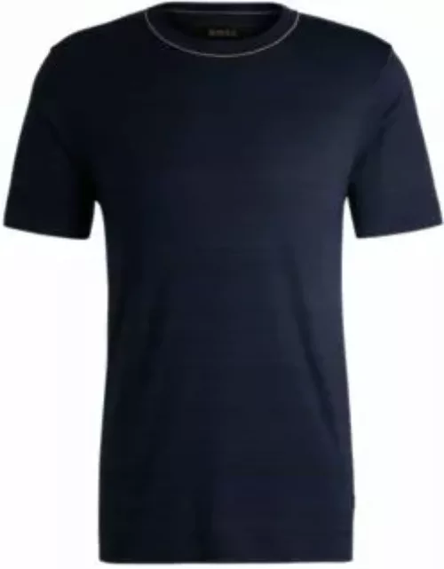 Silk-cotton T-shirt in a regular fit- Dark Blue Men's T-Shirt