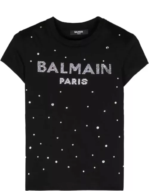 Balmain T-shirt With Rhinestone