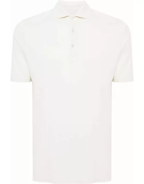 Fedeli Cream White Cotton Polo Shirt